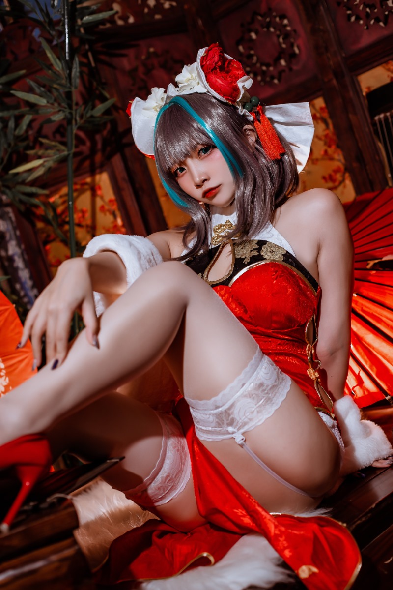 图片[2] - 超可爱的COS二佐Nisa，穿上碧蓝柴郡旗袍惊艳亮相！ - 柒兔瞄