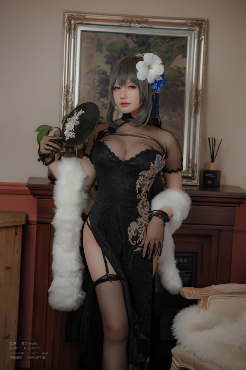 图片[3] - Nyako喵子COS《路易九世旗袍裙》，穿上旗袍裙，如同动漫女主一般！ - 柒兔瞄