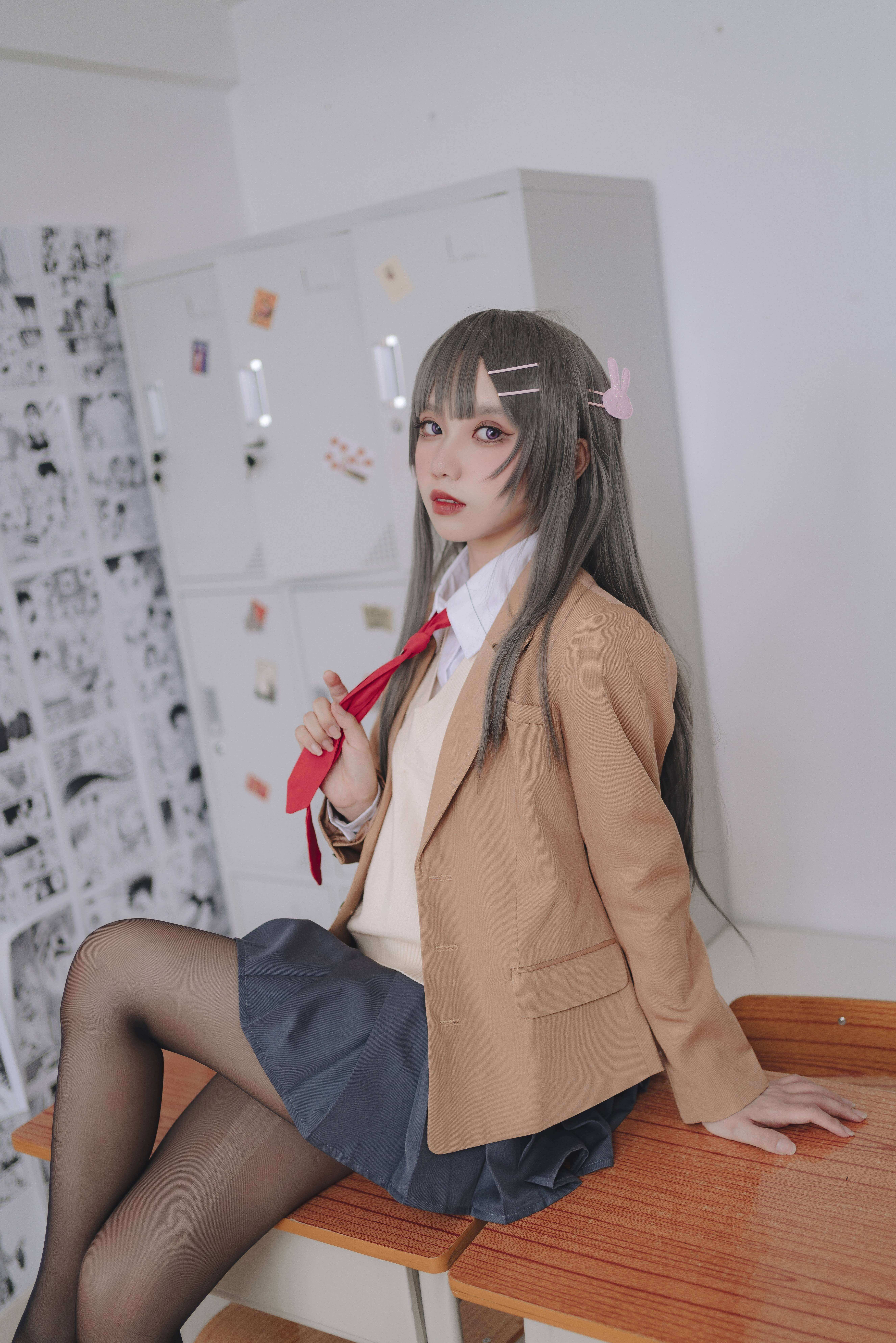 图片[2] - 果咩酱w萌翻人心的【麻衣校服】COS，宠溺不已！ - 柒兔瞄
