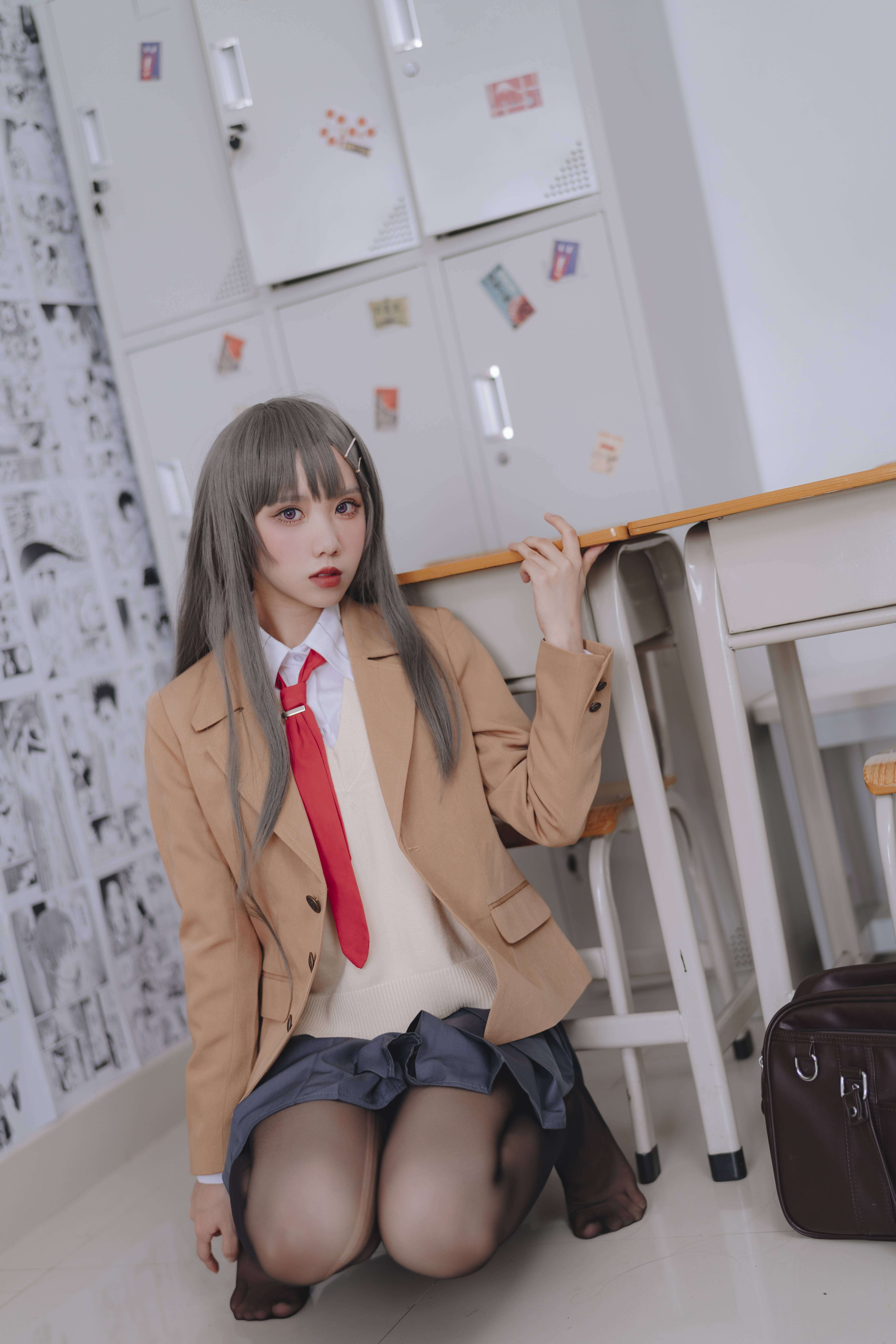 图片[3] - 果咩酱w萌翻人心的【麻衣校服】COS，宠溺不已！ - 柒兔瞄